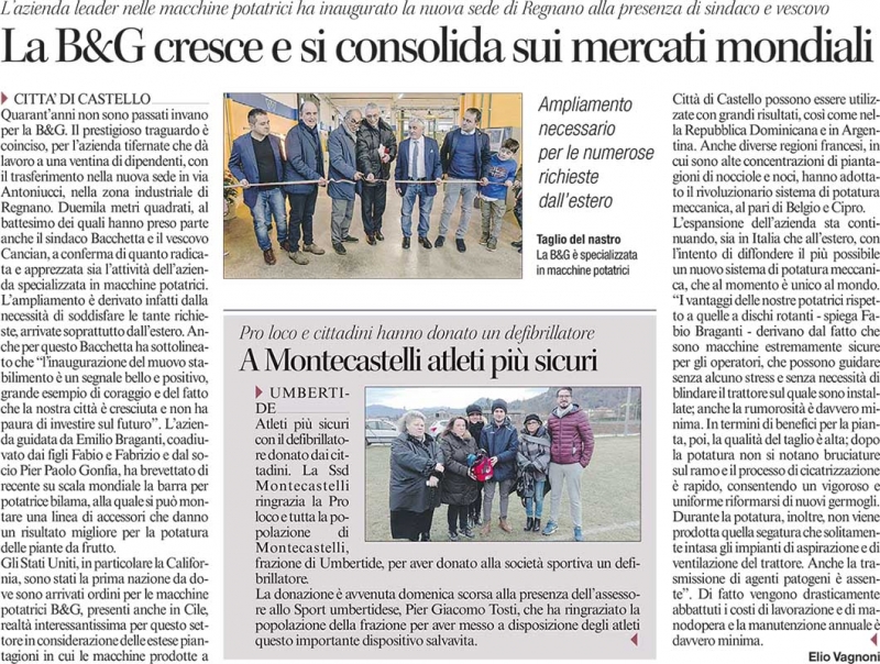 Article publié dans le quotidien Regional “Corriere Dell&#039;Umbria” (2017)